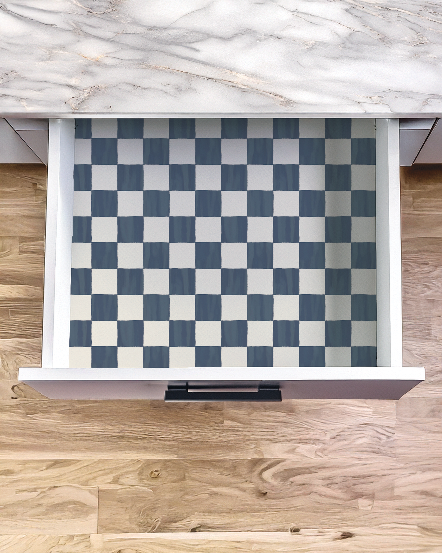 Checkers Contact Paper, stormy blue & white