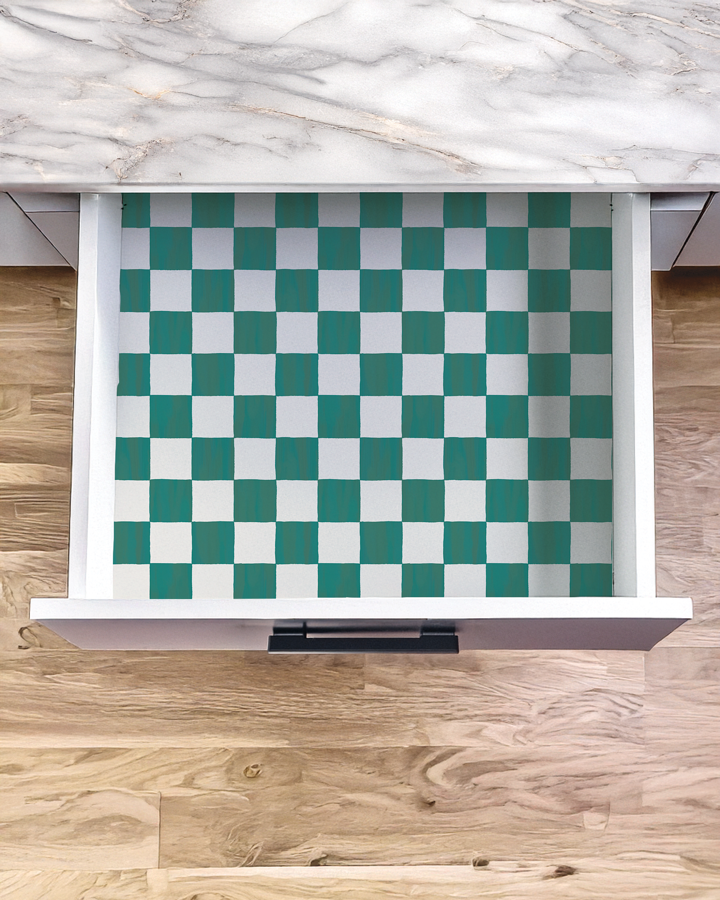 Checkers Contact Paper, teal & white