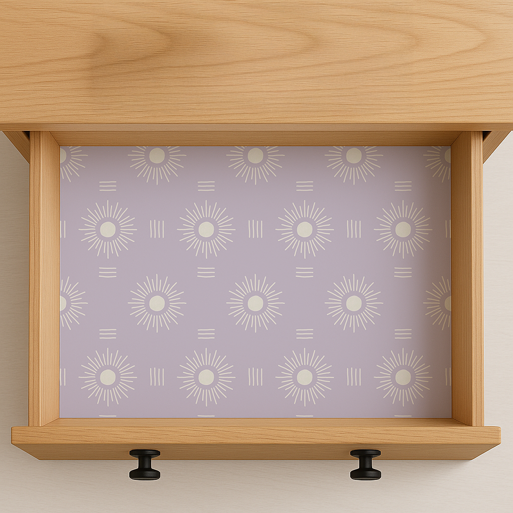 Sun Rays Contact Paper, lavender and white