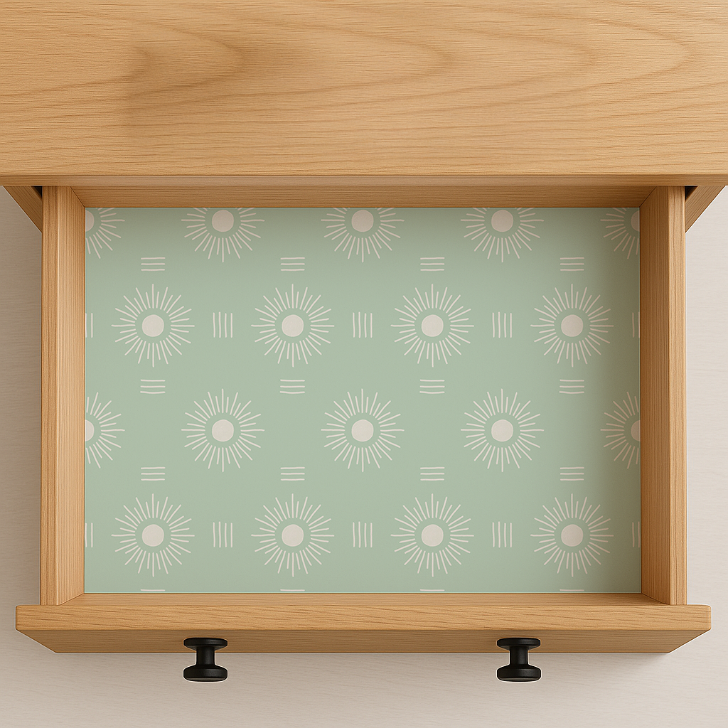 Sun Rays Contact Paper, mint and white