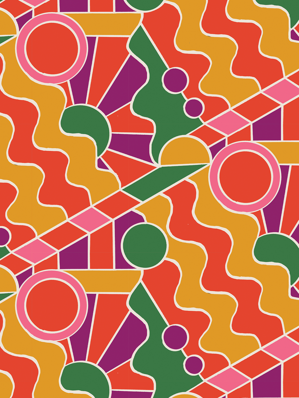 Day Trippin' Wallpaper, purple, red, yellow and green