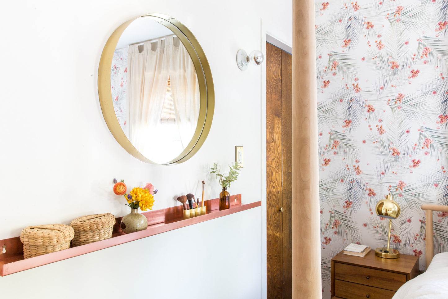 Palm Petal Wallpaper, white