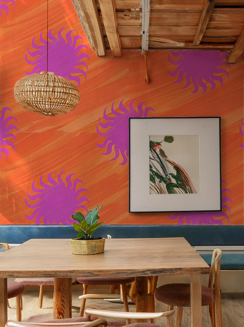 Sol Mural, orange and magenta