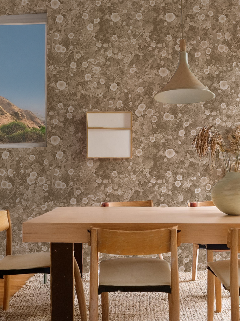 Cali Flowers Wallpaper, neutrals