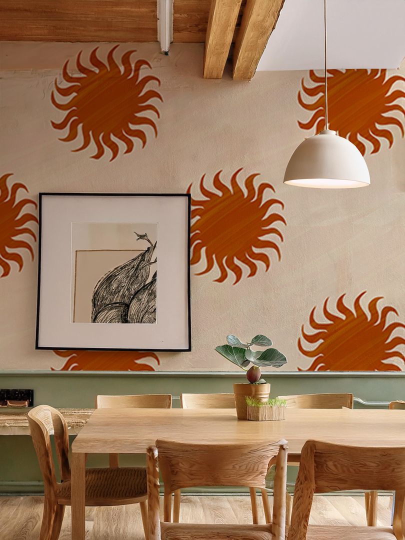 Sol Mural, tan and rust