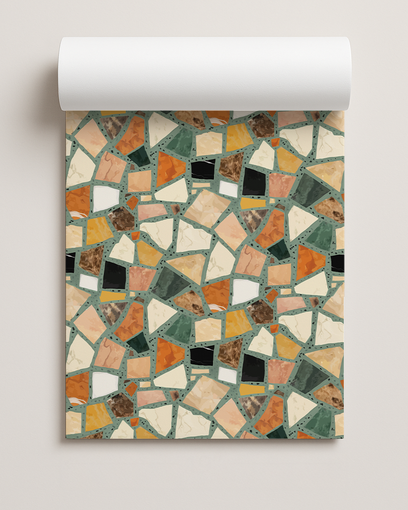 Dolce Terrazzo Contact Paper, dusty mint & multicolor