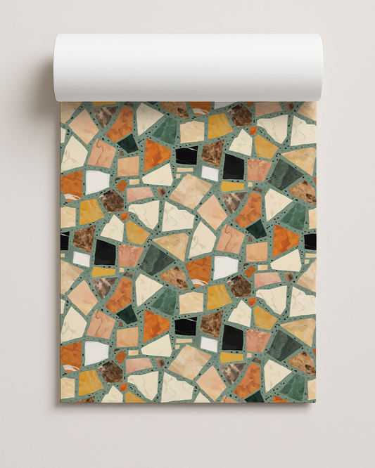 Dolce Terrazzo Contact Paper, dusty mint & multicolor