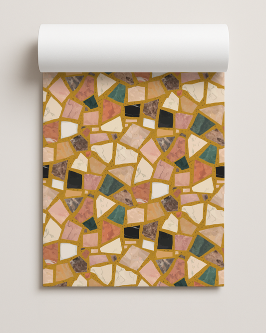 Dolce Terrazzo Contact Paper, mustard yellow & multicolor