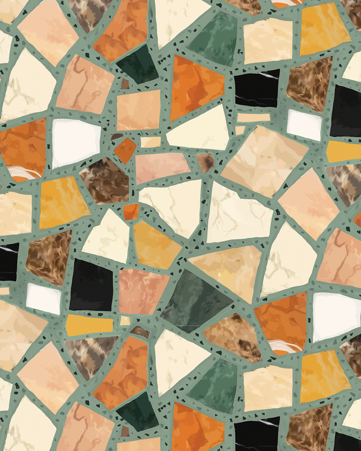 Dolce Terrazzo Contact Paper, dusty mint & multicolor