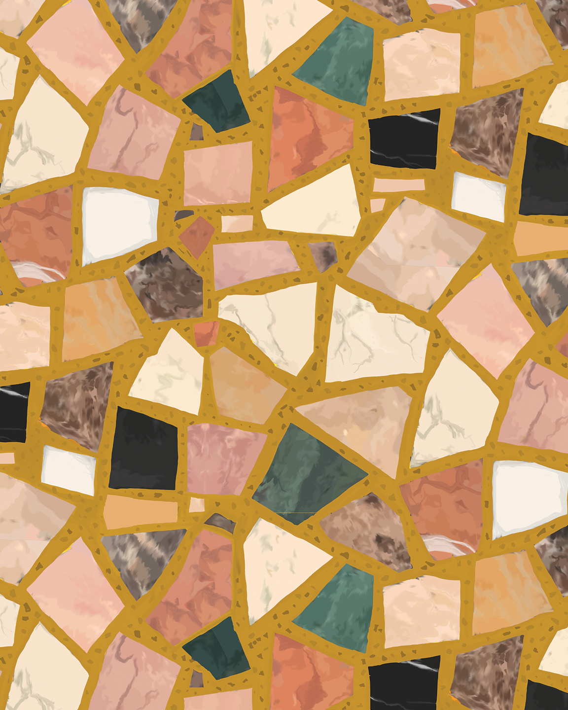 Dolce Terrazzo Contact Paper, mustard yellow & multicolor
