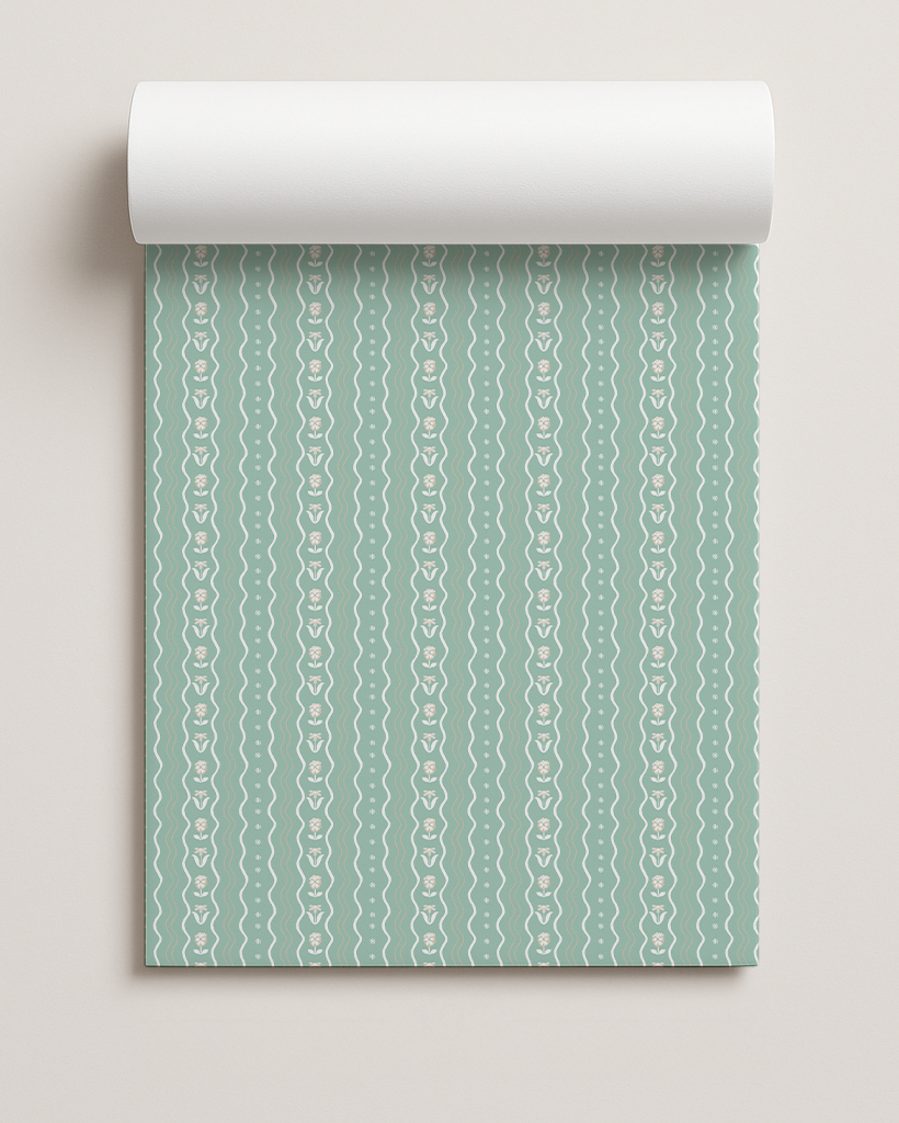 Posy Lane Holiday Gift Wrap, mint and white