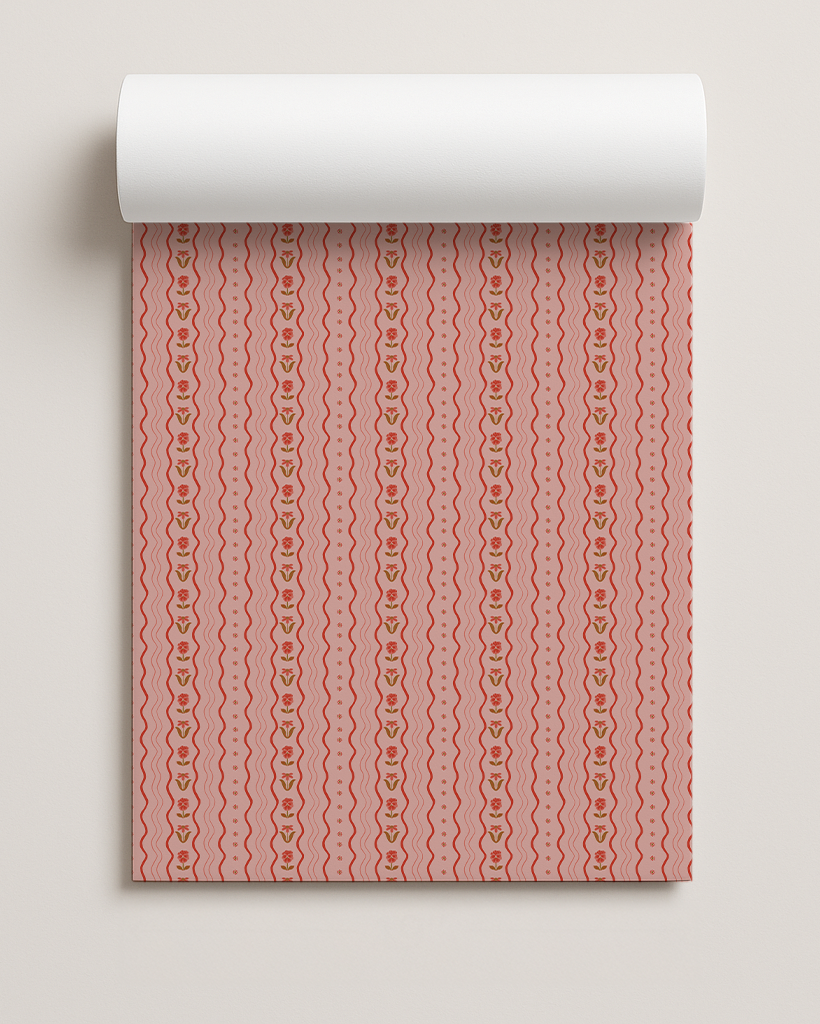 Posy Lane Holiday Gift Wrap, pink and red