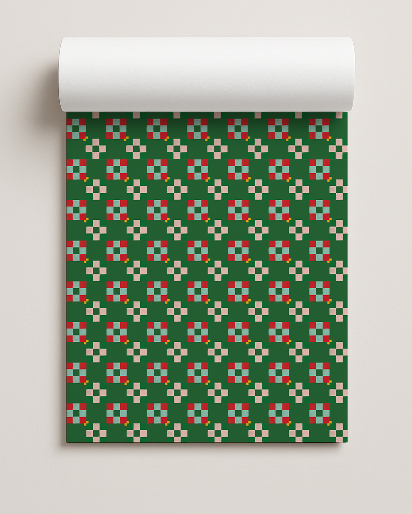 Christmas Quilt Gift Wrap, green