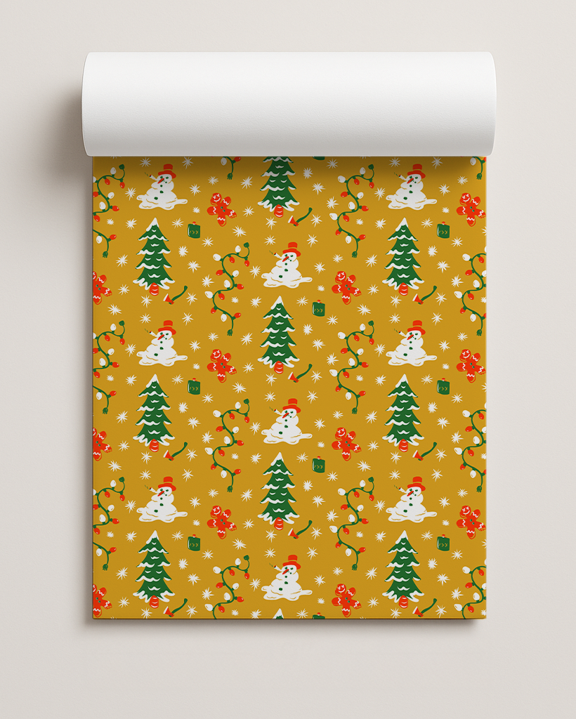 Holidaze Gift Wrap, mustard yellow
