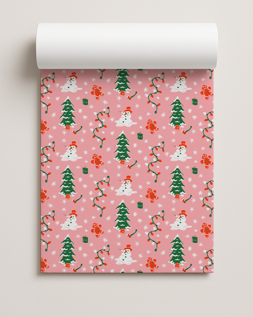 Holidaze Gift Wrap, pink