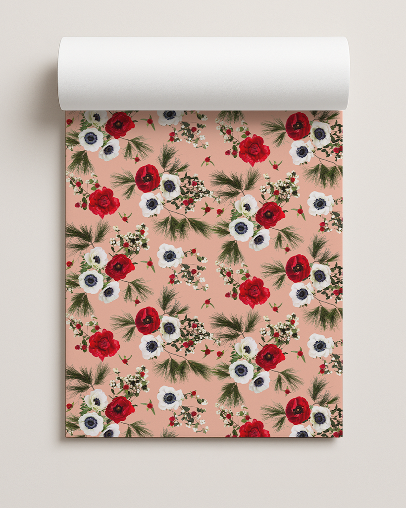 Snow Berry Gift Wrap, peach