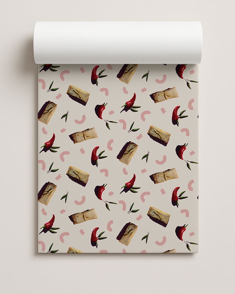 Tamale Party Gift Wrap, white and pink