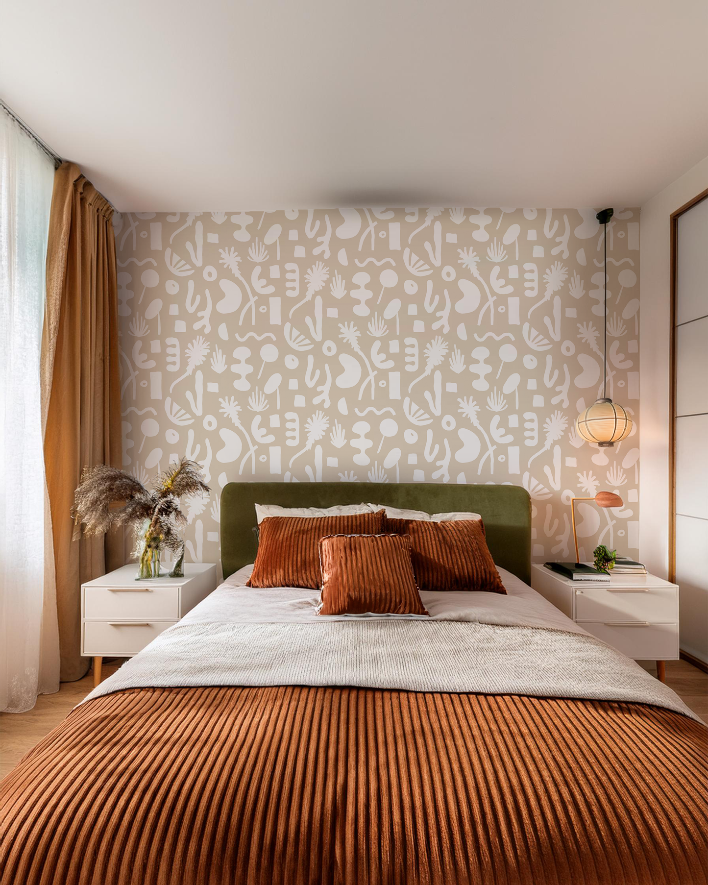 Pool Side Wallpaper, tan and white