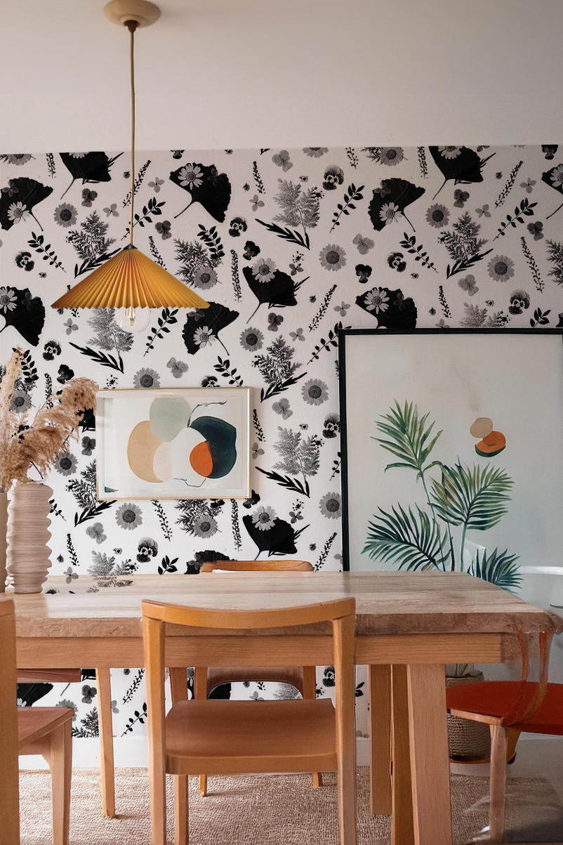 Pressed Fresh Version 01 Wallpaper, white and black