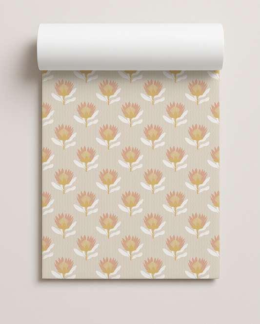 King Protea Contact Paper, tan and light coral