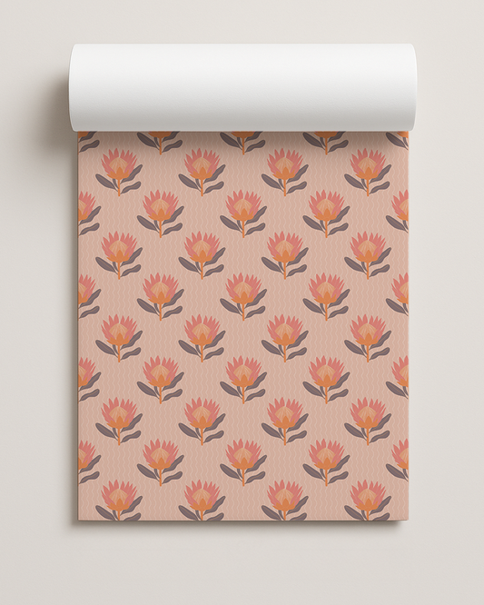 King Protea Contact Paper, coral and orange