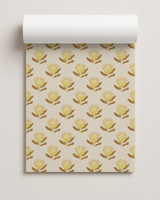 King Protea Contact Paper, neutral and brown mustard