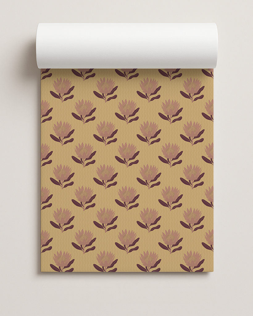 King Protea Contact Paper, butter yellow and mauve