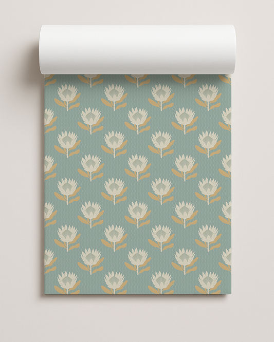 King Protea Contact Paper, light blue and apricot