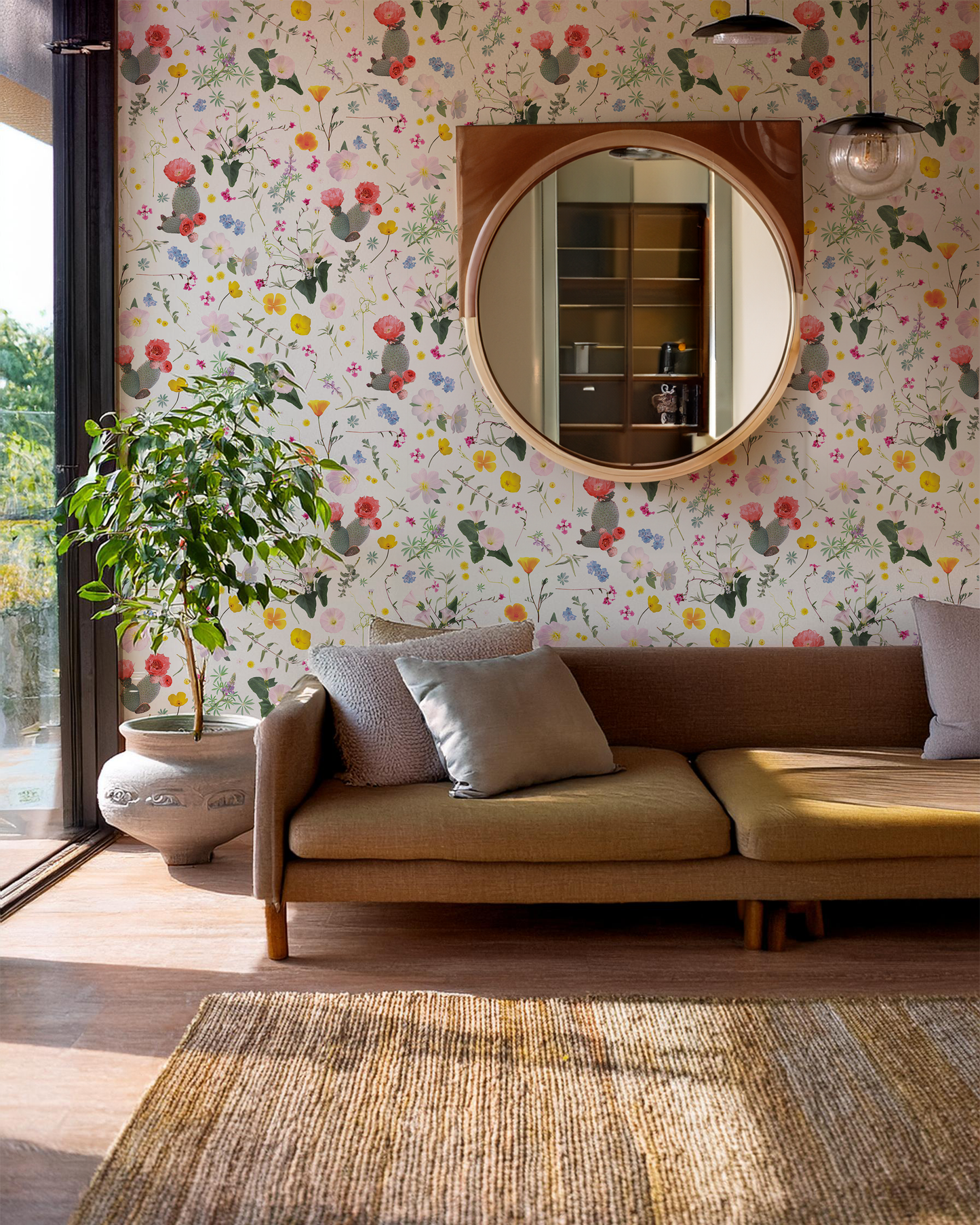 California Native Wallpaper, white and multicolor