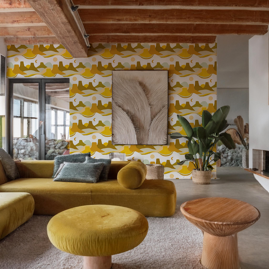 Painted Mesa Wallpaper, mustard