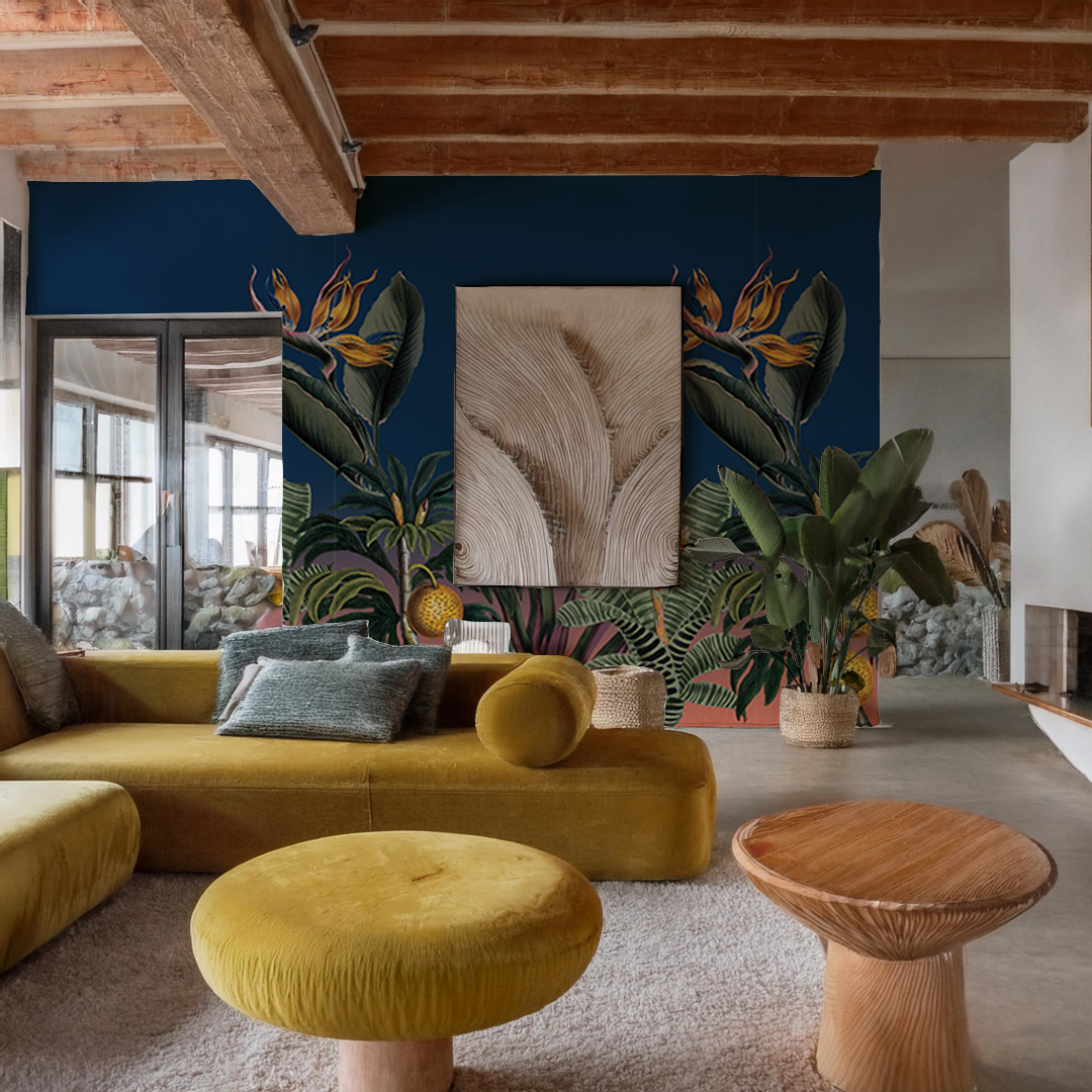 Vintage Botanical Mural, blue