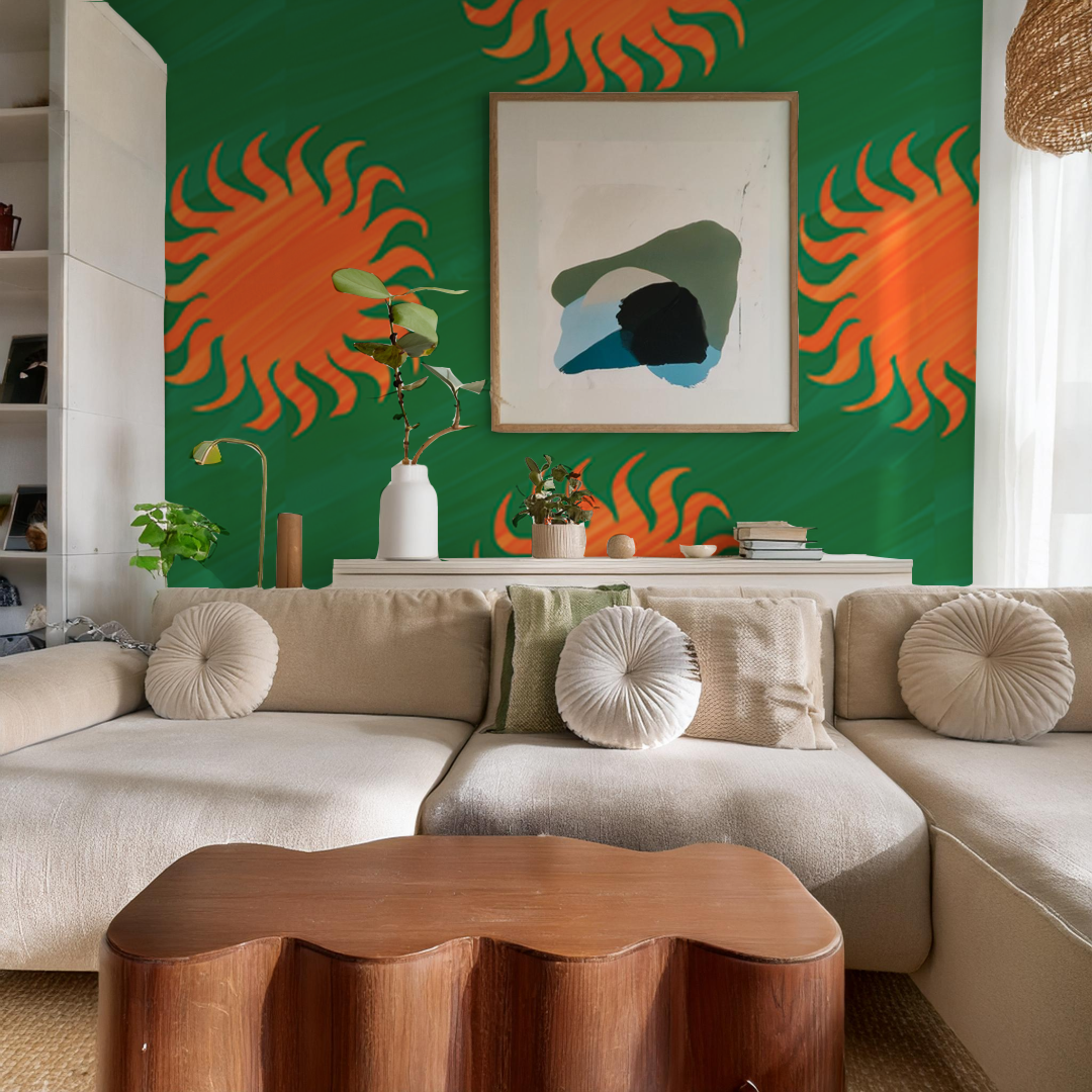 Sol Mural, green and orange