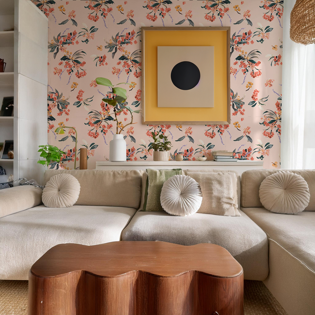 Floral Loquat Wallpaper, peach