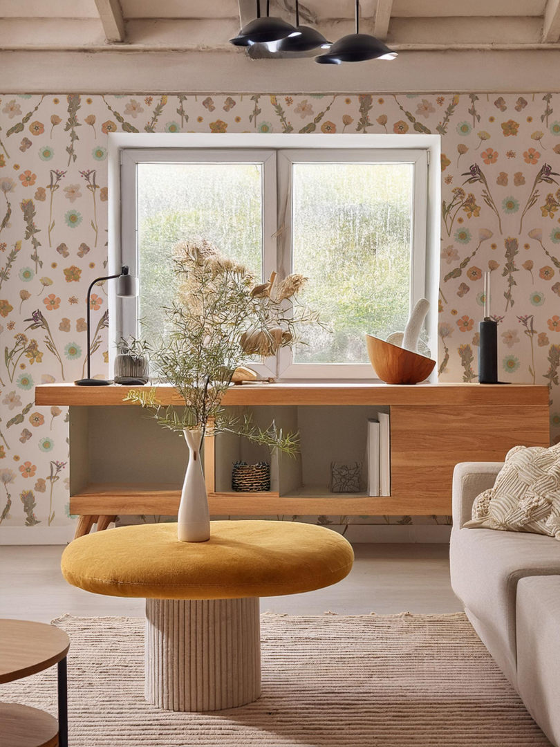 Pressed Fresh Version 02 Wallpaper, peach and mint