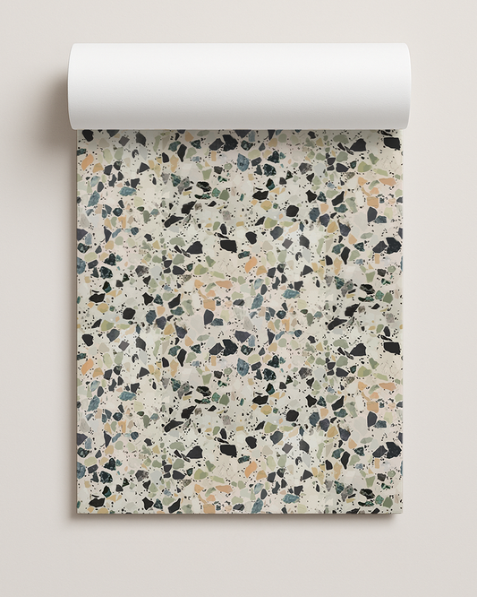 Mojave Terrazzo Contact Paper, blue, green and orange