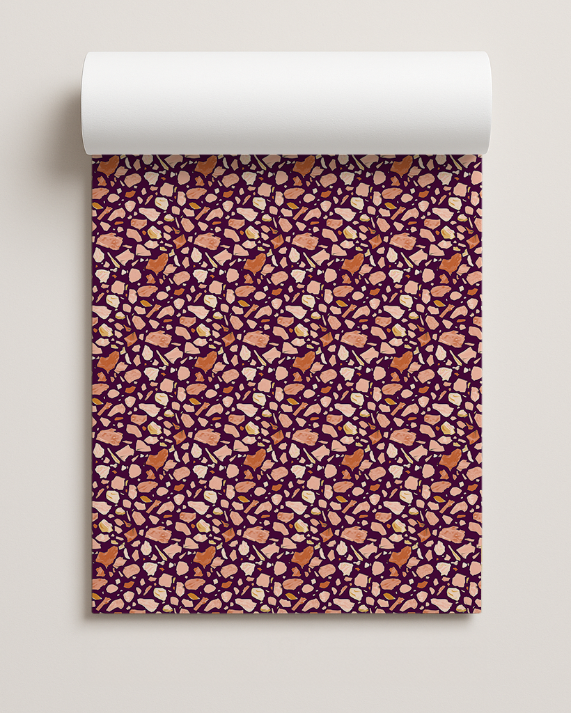 Painted Terrazzo Contact Paper, bold eggplant