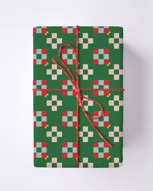 Christmas Quilt Gift Wrap, green