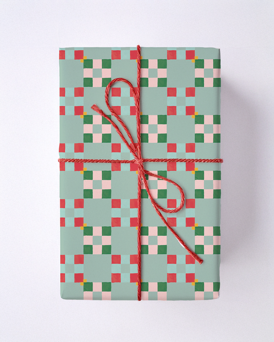 Christmas Quilt Gift Wrap, mint