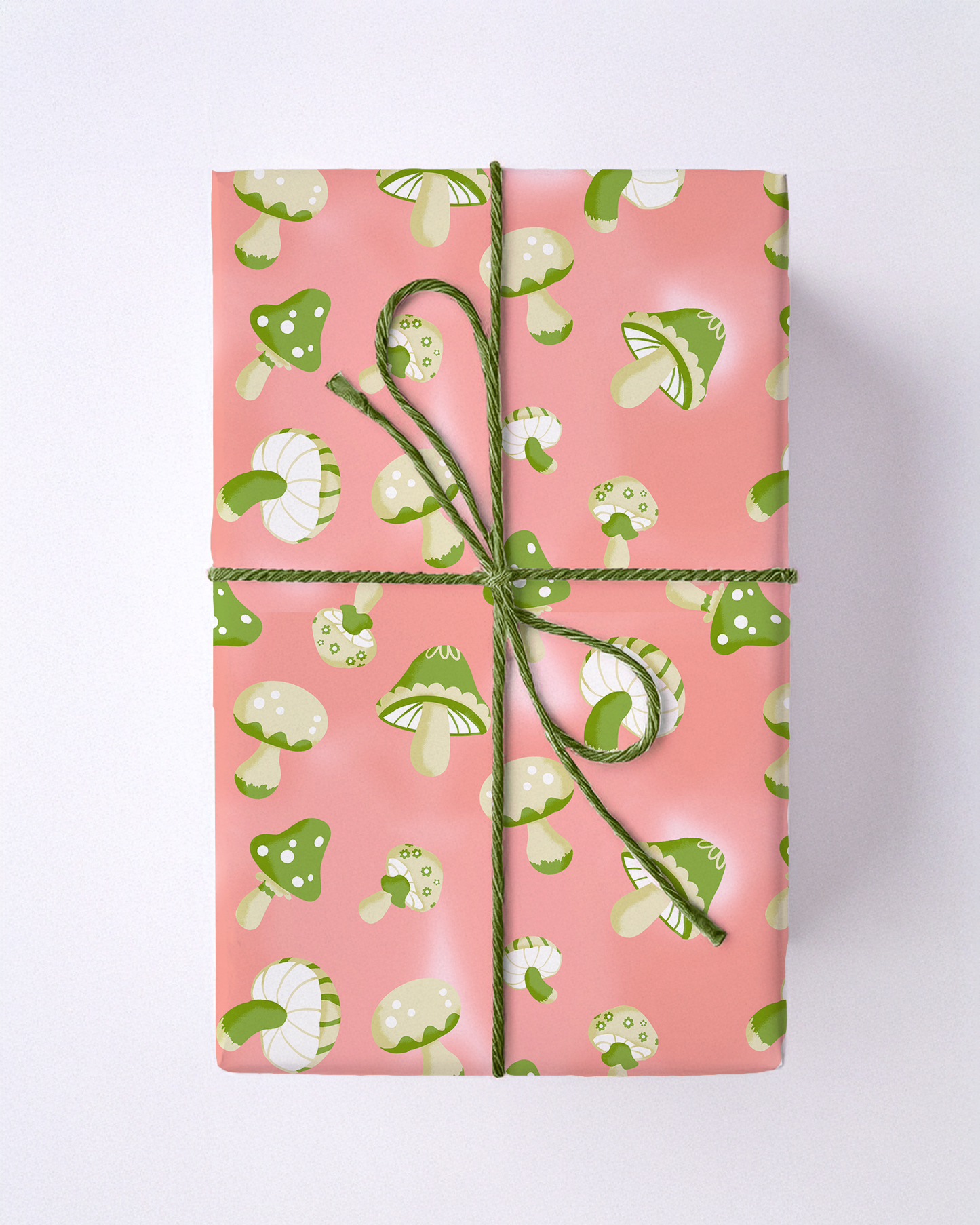 Yuletide Fungi Gift Wrap, green and peach