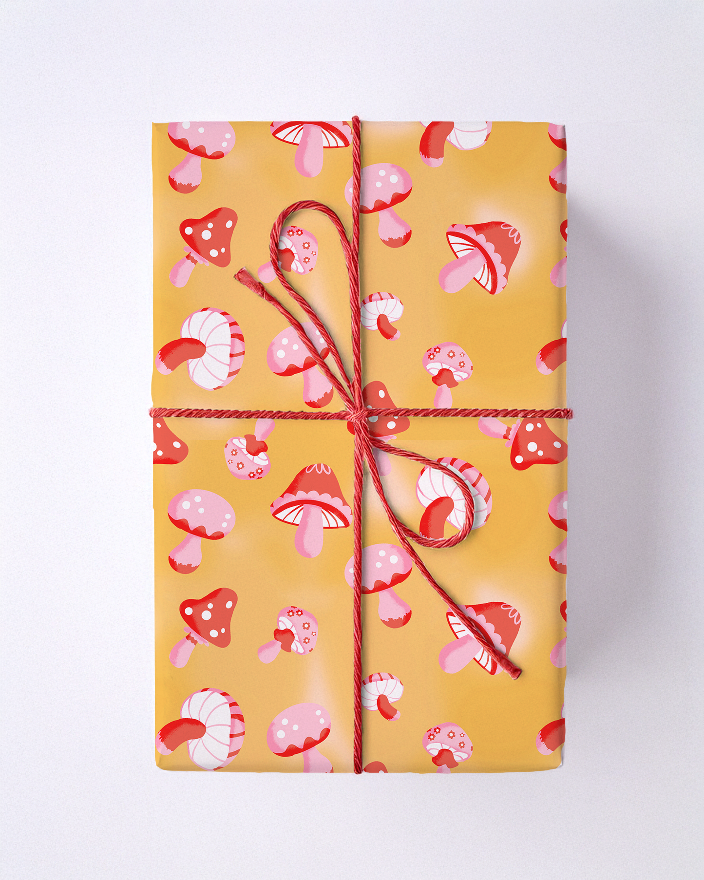 Yuletide Fungi Gift Wrap, yellow, red and pink