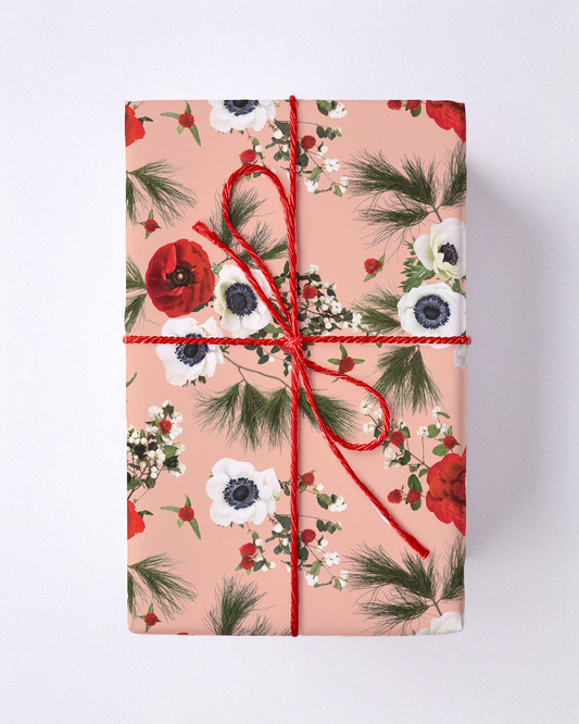 Snow Berry Gift Wrap, peach