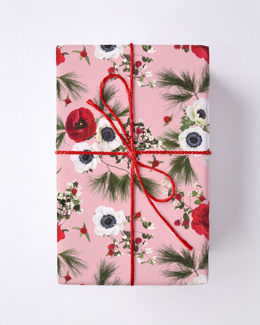 Snow Berry Gift Wrap, pink