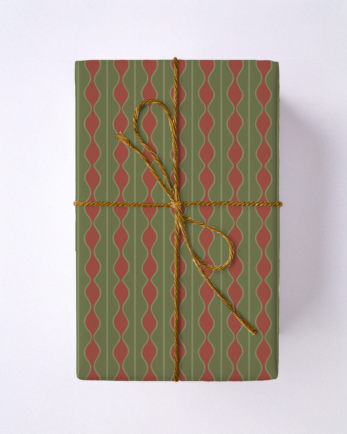 Rosario Stripe Gift Wrap, green and red