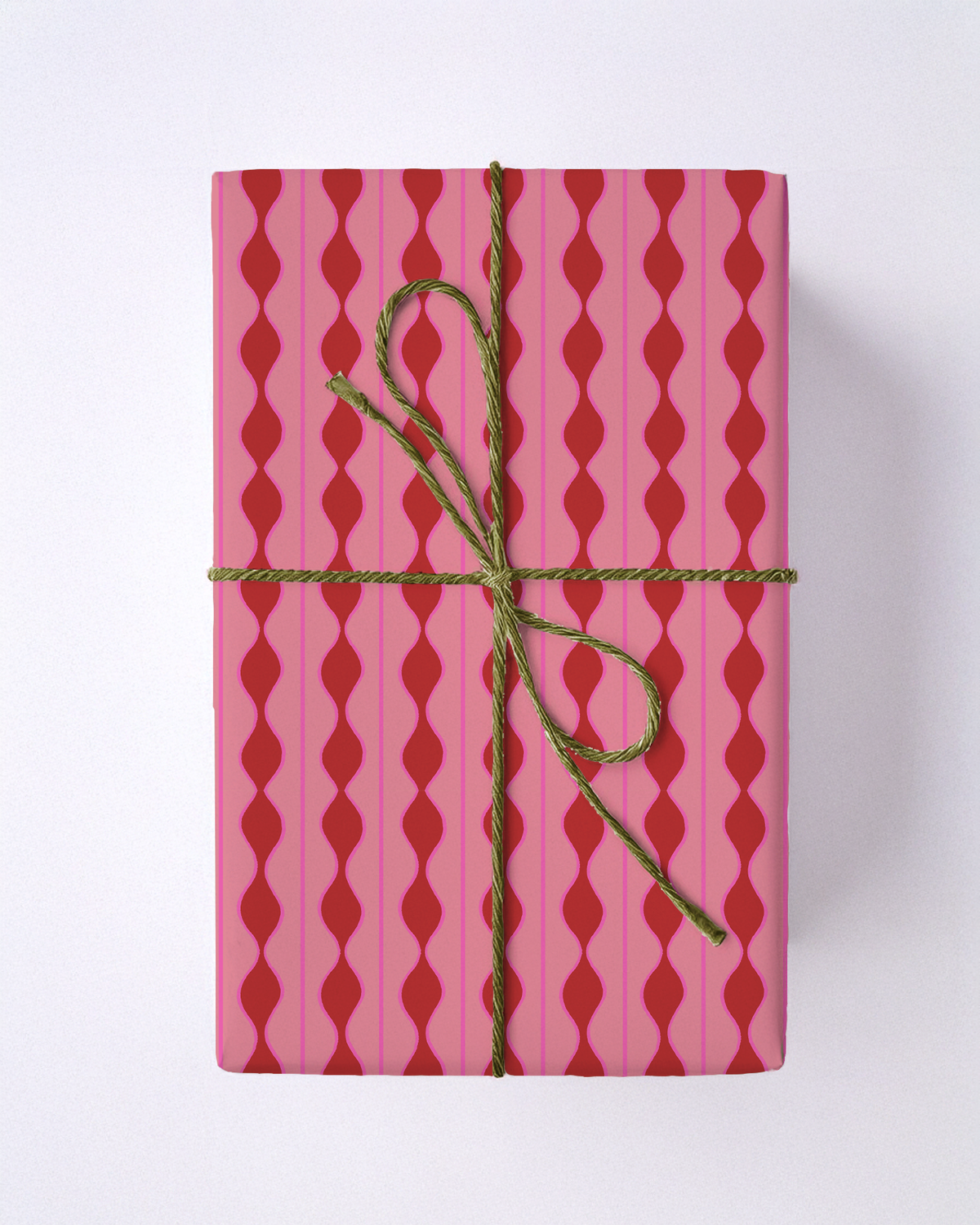Rosario Stripe Gift Wrap, pink and red