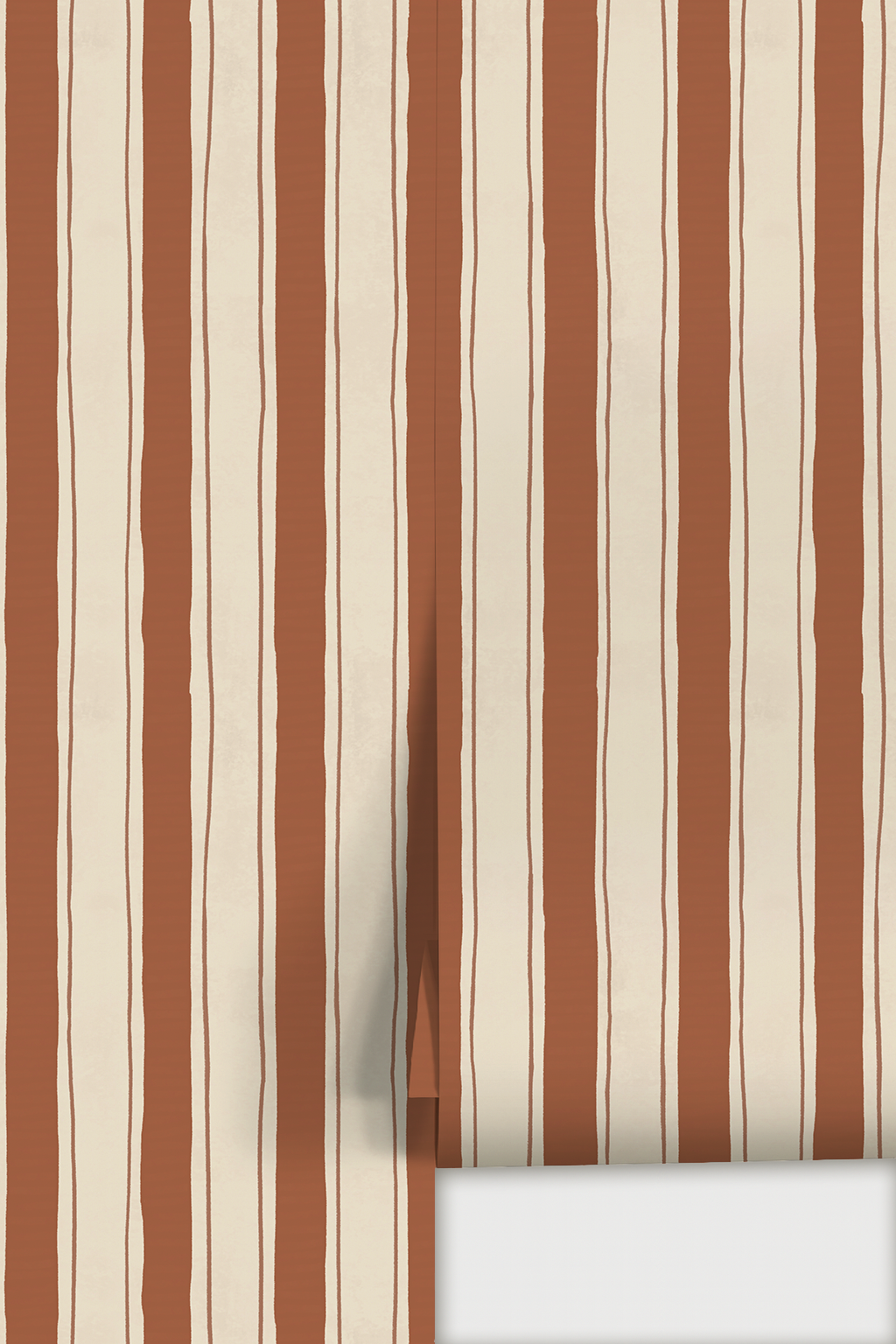 Riviera Stripe Wallpaper, off-white and rust