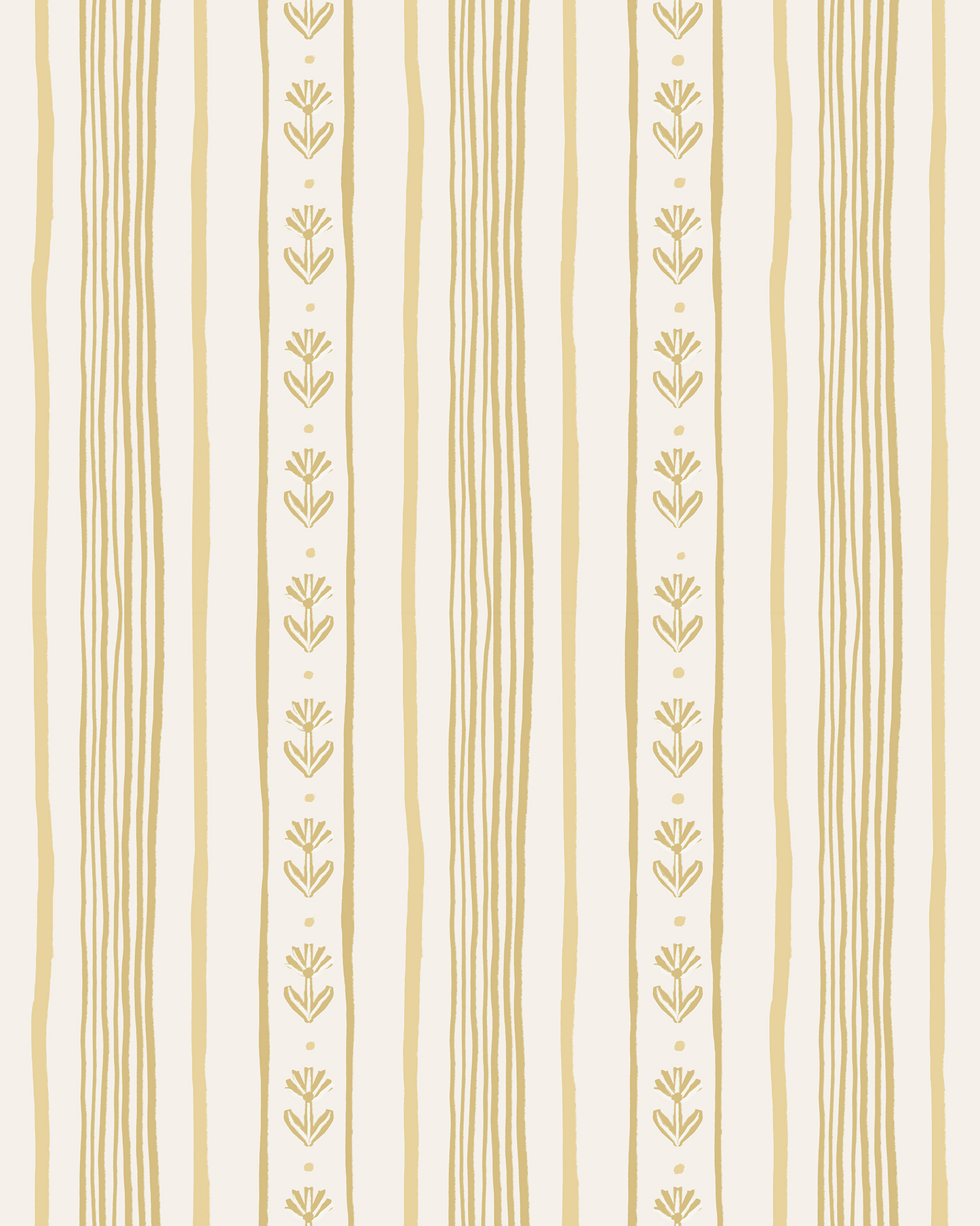 Daisy Chain Stripe Wallpaper, beige and butter yellow