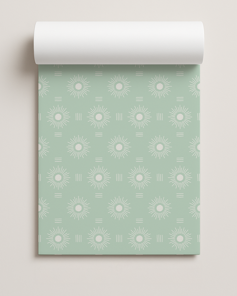 Sun Rays Contact Paper, mint and white