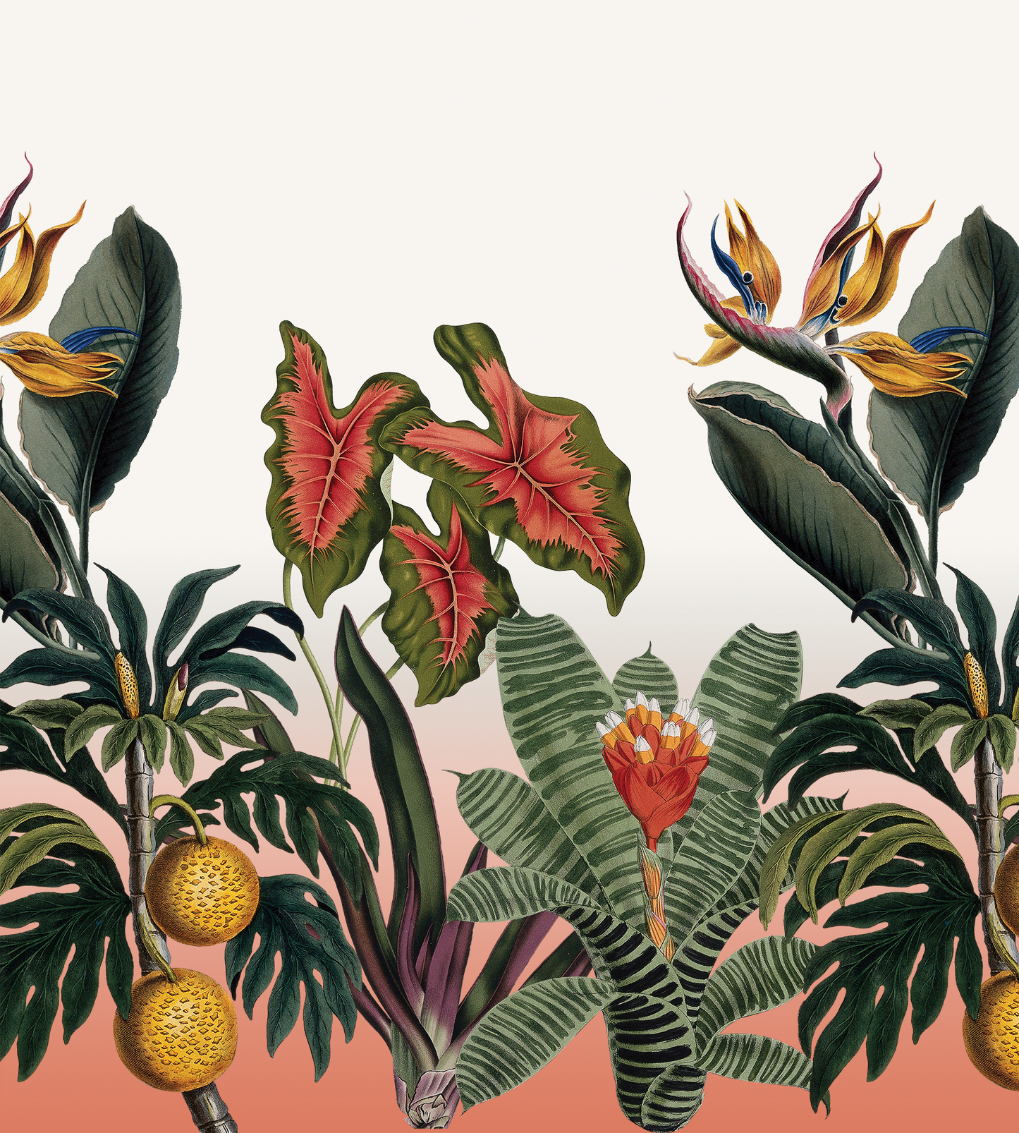 Vintage Botanical Mural, white