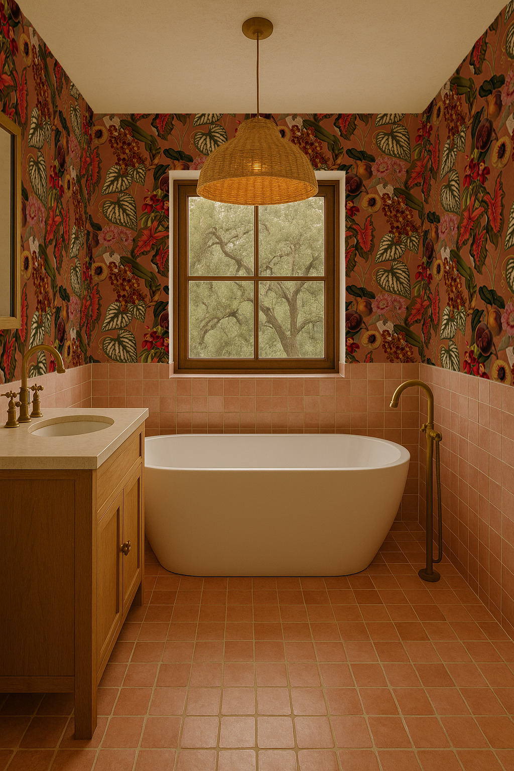 Cali Tropicale Wallpaper, burnt orange