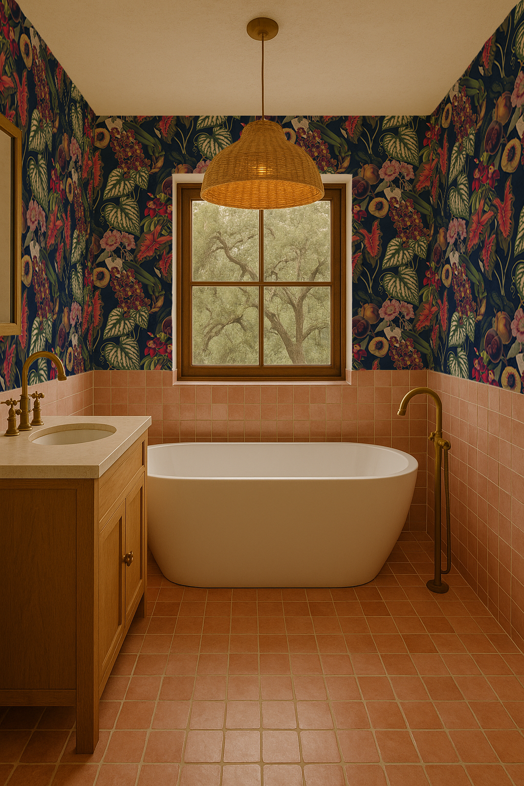 Cali Tropicale Wallpaper, navy